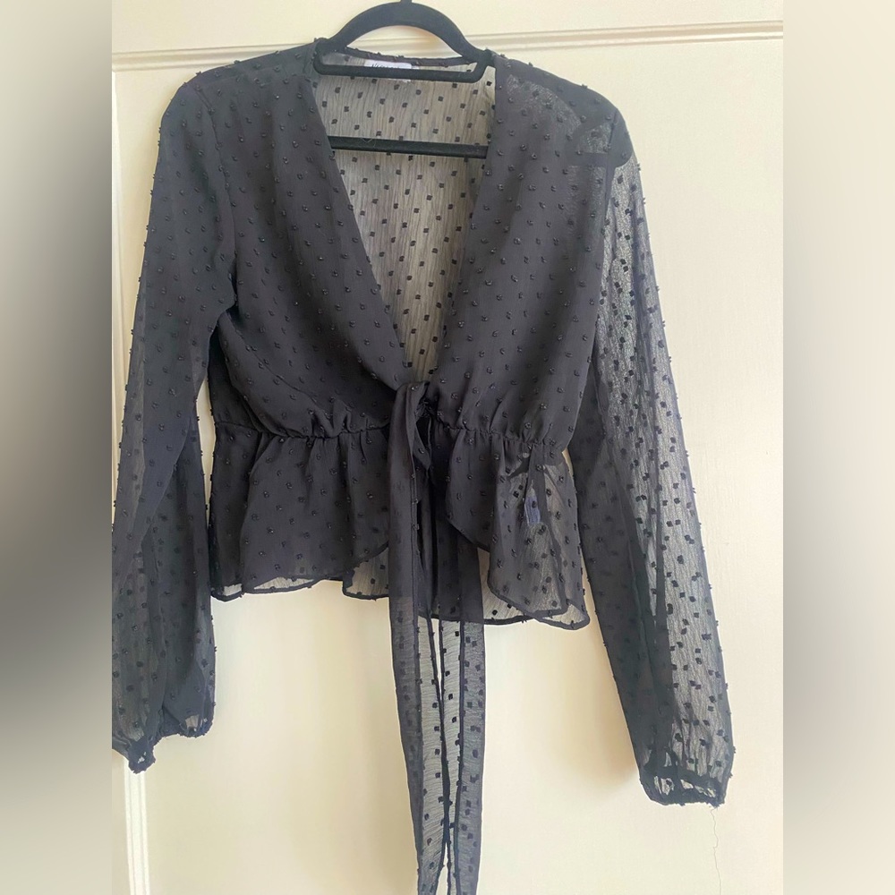 Nasty Gal Black Tie Blouse